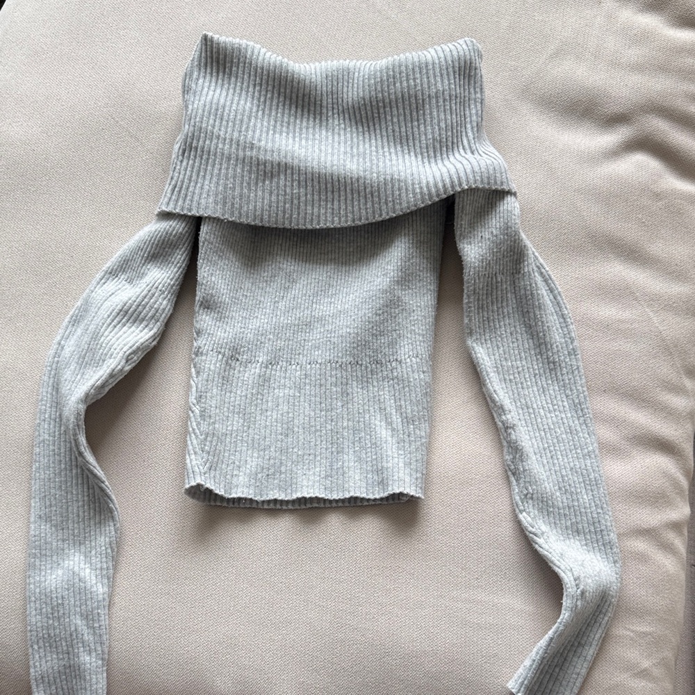 Princess Polly Light Gray Off-the-Shoulder Sweater